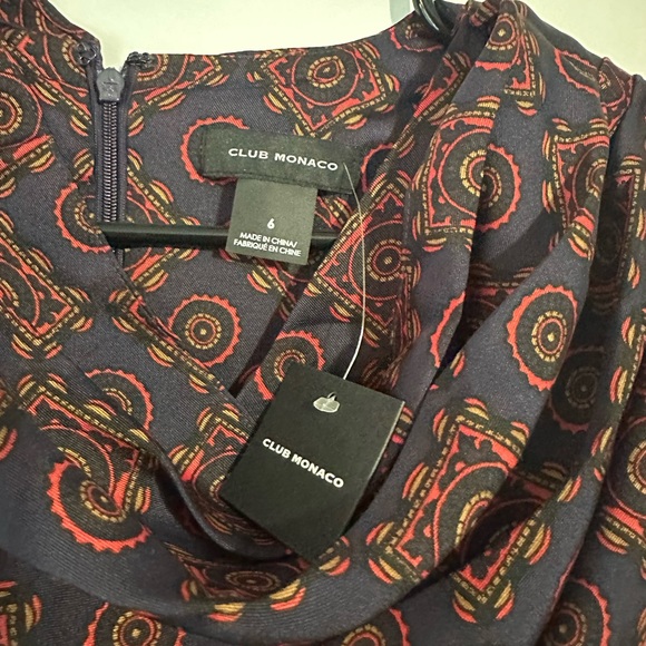 Club Monaco Women Drape Neck Dress Blue Mix Size 6 - Picture 5 of 8